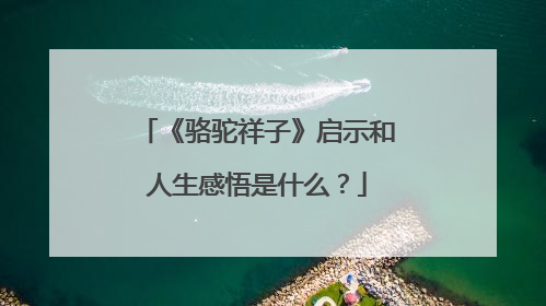 《骆驼祥子》启示和人生感悟是什么?