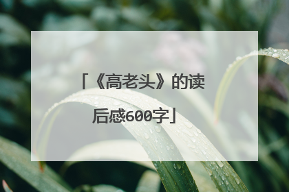 《高老头》的读后感600字