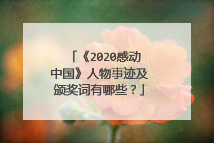 《2020感动中国》人物事迹及颁奖词有哪些？