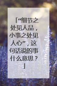 “细节之处见人品，小事之处见人心”，这句话说的事什么意思？
