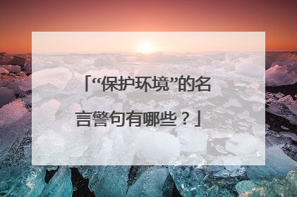 “保护环境”的名言警句有哪些?