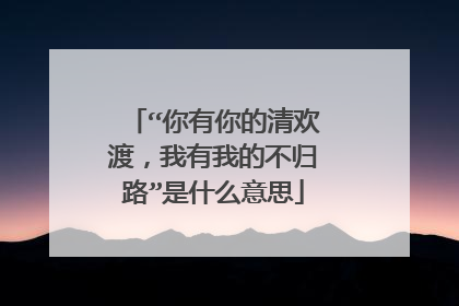 “你有你的清欢渡，我有我的不归路”是什么意思