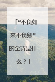 “不负如来不负卿”的全诗是什么？