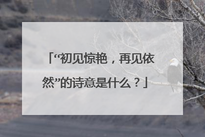 “初见惊艳,再见依然”的诗意是什么?