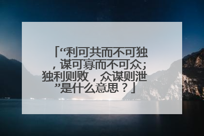 “利可共而不可独,谋可寡而不可众;独利则败,众谋则泄”是什么意思?