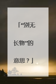 “别无长物”的意思？