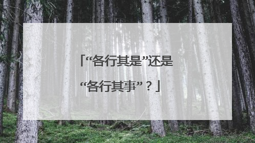 “各行其是”还是“各行其事”?