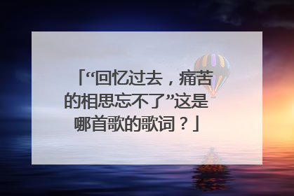 “回忆过去,痛苦的相思忘不了”这是哪首歌的歌词?