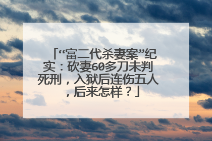 “富二代杀妻案”纪实:砍妻60多刀未判死刑,入狱后连伤五人,后来怎样?