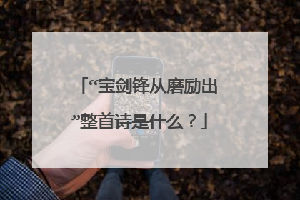 “宝剑锋从磨励出”整首诗是什么?