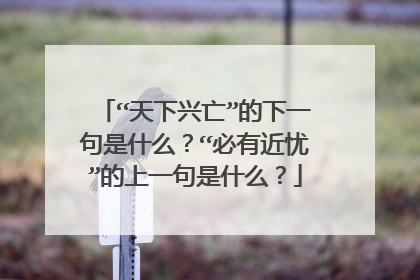 “天下兴亡”的下一句是什么?“必有近忧”的上一句是什么?