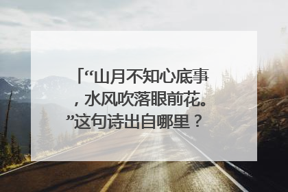 “山月不知心底事，水风吹落眼前花。”这句诗出自哪里？全文是怎样的？