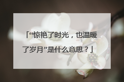 “惊艳了时光，也温暖了岁月”是什么意思？