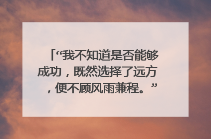 “我不知道是否能够成功,既然选择了远方,便不顾风雨兼程。”的整首诗是什么?