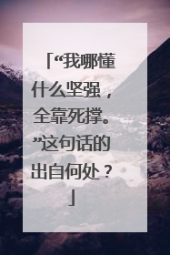 “我哪懂什么坚强,全靠死撑。”这句话的出自何处?