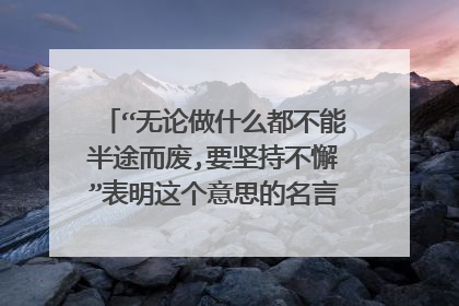 “无论做什么都不能半途而废,要坚持不懈”表明这个意思的名言警句有哪些？