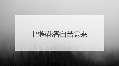 “梅花香自苦寒来”的全诗是什么