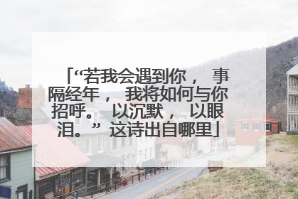 “若我会遇到你， 事隔经年， 我将如何与你招呼。 以沉默， 以眼泪。” 这诗出自哪里