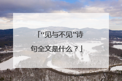 “见与不见”诗句全文是什么？