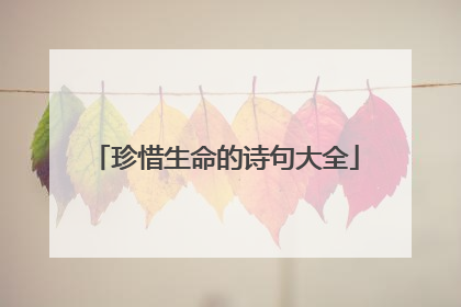 珍惜生命的诗句大全