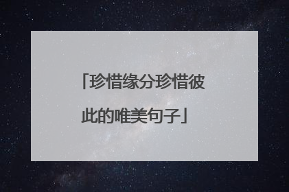 珍惜缘分珍惜彼此的唯美句子
