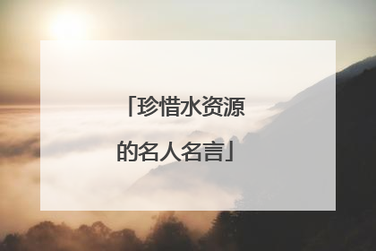 珍惜水资源的名人名言
