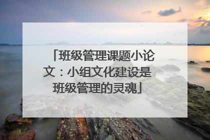 班级管理课题小论文：小组文化建设是班级管理的灵魂