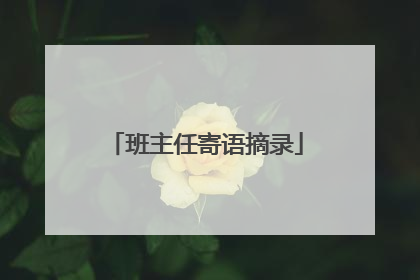班主任寄语摘录