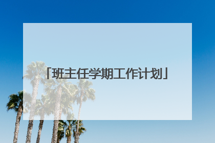班主任学期工作计划