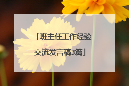 班主任工作经验交流发言稿3篇