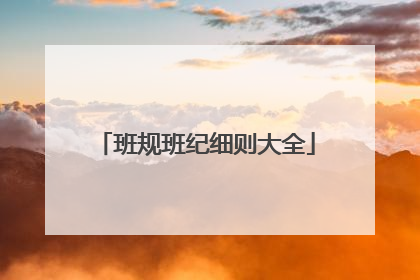 班规班纪细则大全