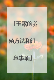 玉露的养殖方法和注意事项