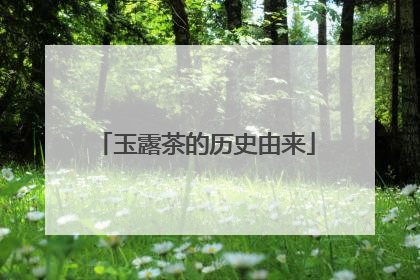 玉露茶的历史由来