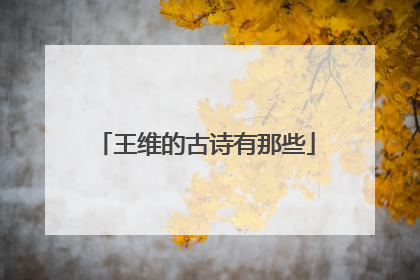 王维的古诗有那些