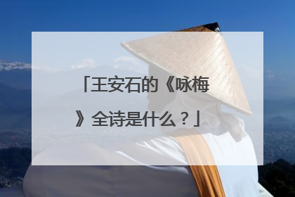 王安石的《咏梅》全诗是什么?