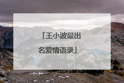 王小波最出名爱情语录