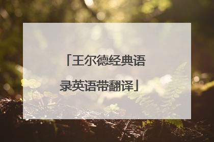 王尔德经典语录英语带翻译