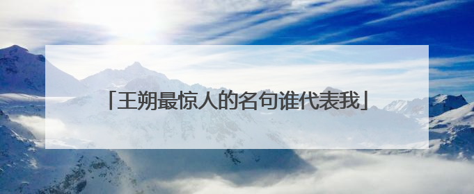 王朔最惊人的名句谁代表我