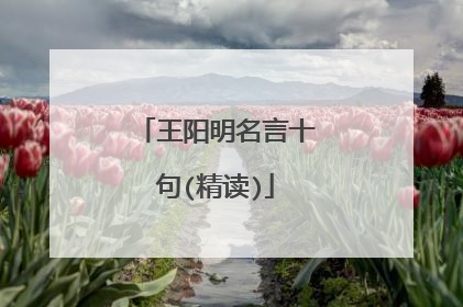 王阳明名言十句(精读)