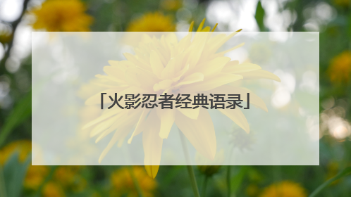 火影忍者经典语录