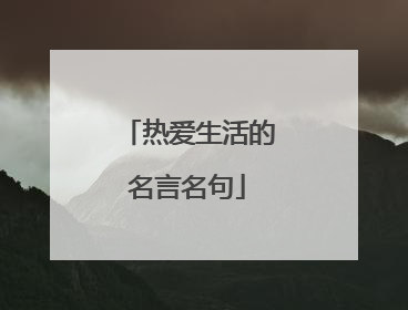 热爱生活的名言名句