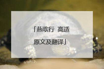 燕歌行 高适 原文及翻译