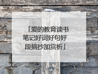 爱的教育读书笔记好词好句好段摘抄加赏析