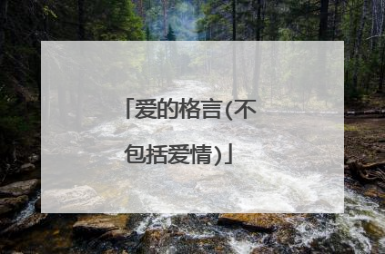 爱的格言(不包括爱情)