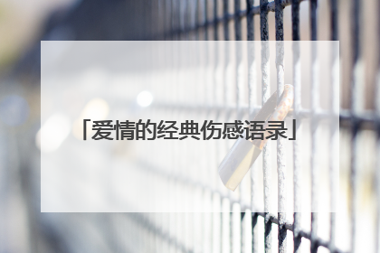 爱情的经典伤感语录