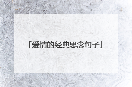 爱情的经典思念句子