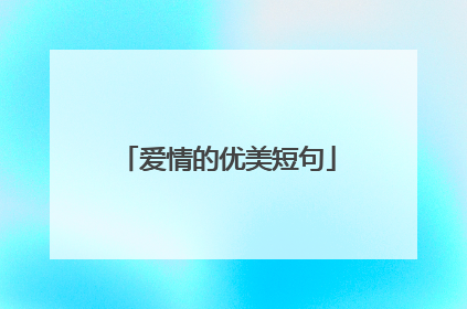 爱情的优美短句