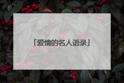 爱情的名人语录