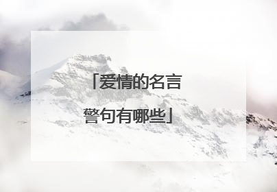 爱情的名言警句有哪些
