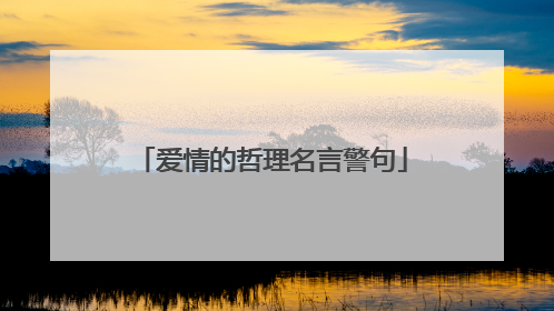 爱情的哲理名言警句